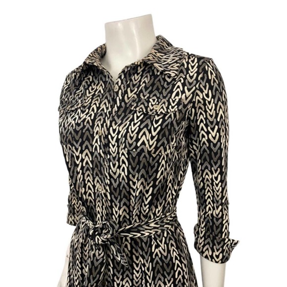 NWT Button Up Wishbone Print Button Up Shirt Tie Dress / Small Petite * - Picture 2 of 5